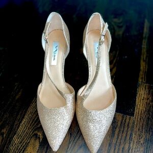 Nina Gold Glitter Heels